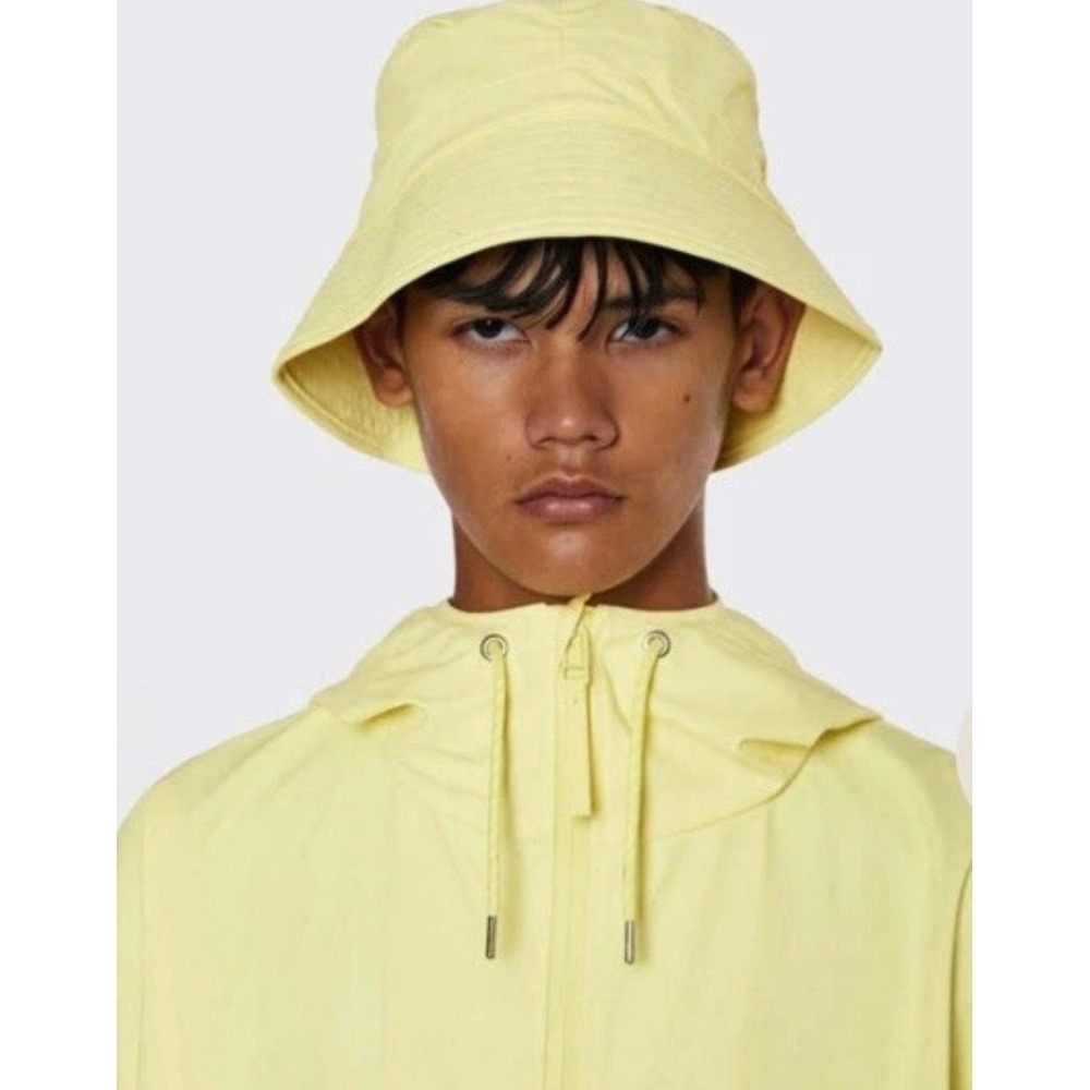 RAINS Bucket Hatโ Waterproof Rain Sun Lightweight Unisex Yellow XS-M Festival